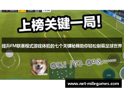 提升FM联赛模式游戏体验的七个关键秘籍助你轻松制霸足球世界