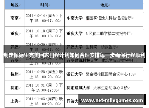 制定佩德里完美回家日程计划如何合理安排每一步确保行程顺利